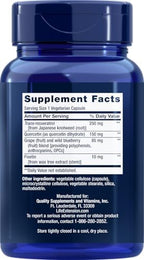 Life Extension Optimized Resveratrol supplement facts label and ingredients