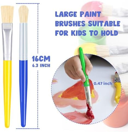 Joyooss large kids paintbrushes showcasing the flat and round style varieties side by side.