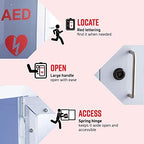 Pans Pro AED cabinet installed on a wall illustrating professional safety equipment setup.