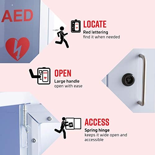 Pans Pro AED cabinet installed on a wall illustrating professional safety equipment setup.