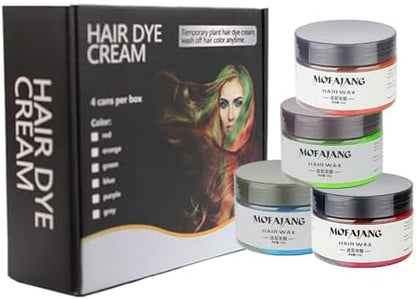 Four colors of Efly hair wax red orange blue green