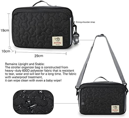 Side view of Momigo quilted diaper organizer tote
