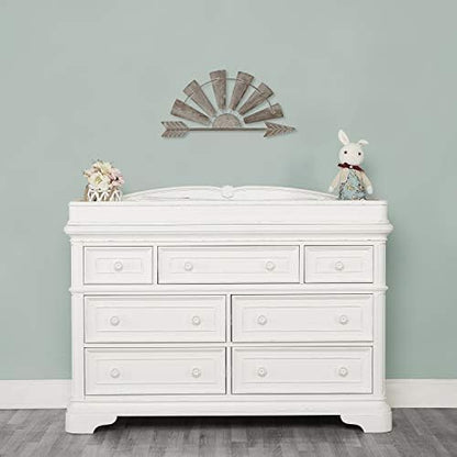 White Evolur Westbury changing tray on wooden dresser