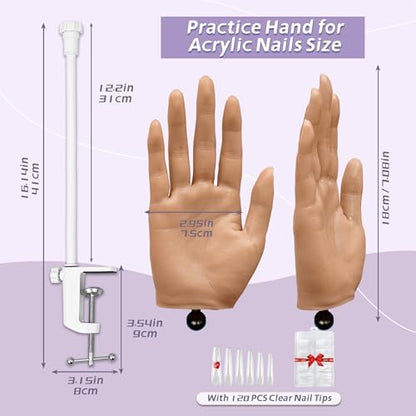 Adonafy mannequin hand with tabletop clamp stand for nail art