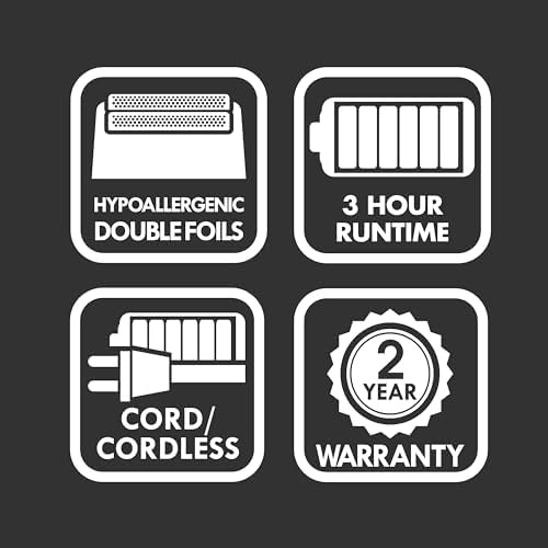 BaBylissPRO high-torque professional foil shaver featuring the four-stage LED battery life indicator