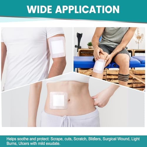 Demonstration of the breathable adhesive border on an island dressing pad.