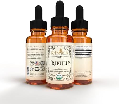 Organic Tribulus 800mg liquid extract supplement bottle details