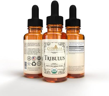 Organic Tribulus 800mg liquid extract supplement bottle details