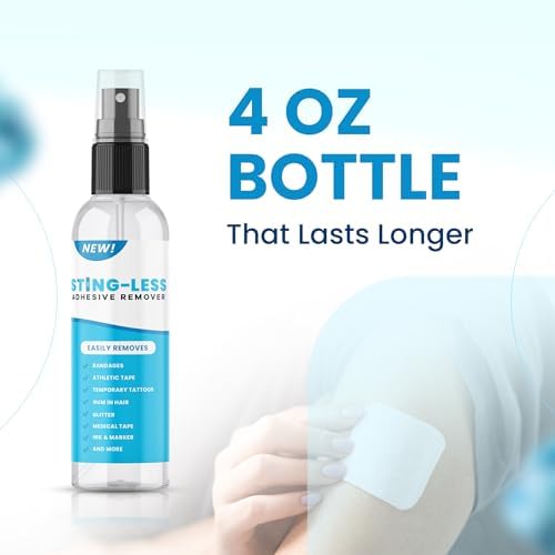 Sting-Less all natural adhesive remover spray for sensitive skin and medical tape.