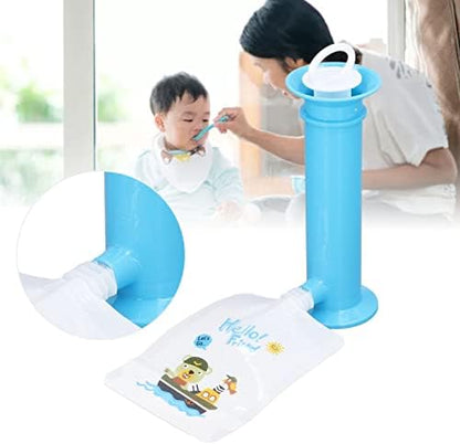 Six reusable pure color toddler food storage pouches with caps