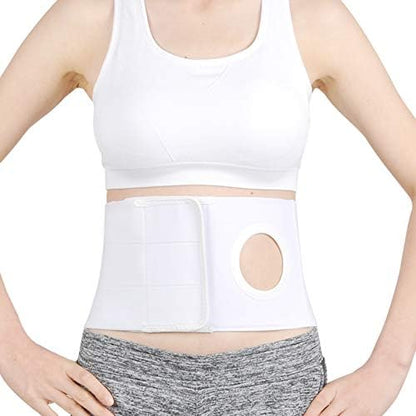 TANDCF extra small ostomy belt showing dimensional measurement markings of the stoma hole