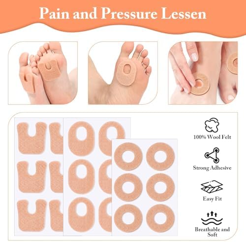 Comfortable podiatrist grade shoe friction pads applied to bottom of foot model