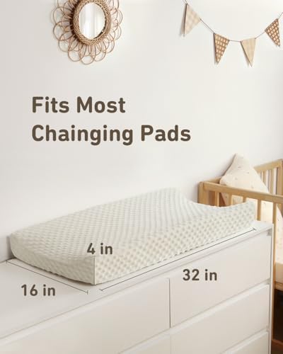 Lily white babebay plush changing pad cover fitted perfectly on a standard nursery mattress