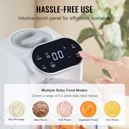 VEVOR multi function baby food machine demonstrating steam cycle operation.