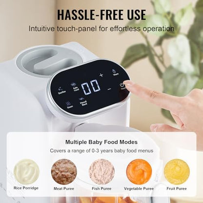 VEVOR multi function baby food machine demonstrating steam cycle operation.