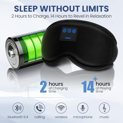 Hildcroa adjustable travel sleep mask with Bluetooth