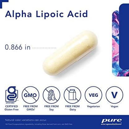 Side view of Pure Encapsulations 60 capsule supplement bottle
