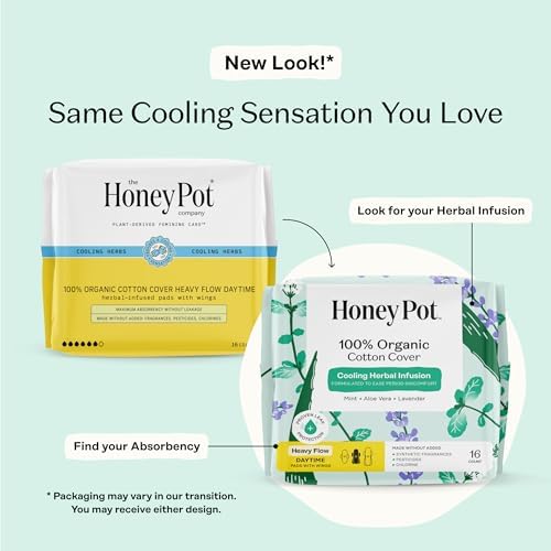 Organic cotton cover herbal infused pads with wings showing absorbent core technology
