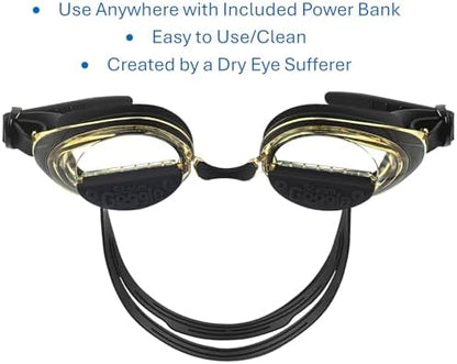 SteamGoggle patented clear lens eye mask for watching TV during treatment