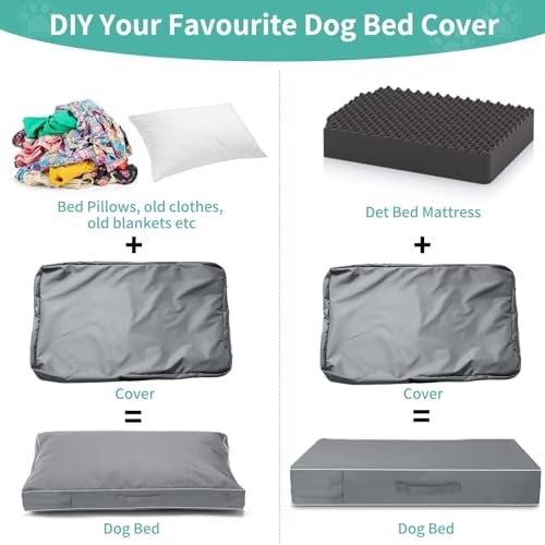 DIY fillable pet mattress sleeve showing zipper enclosure