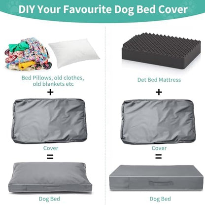 DIY fillable pet mattress sleeve showing zipper enclosure