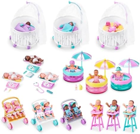 Unboxed My Mini Baby Sleep Time playset accessories and crib component.