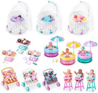 Unboxed My Mini Baby Sleep Time playset accessories and crib component.