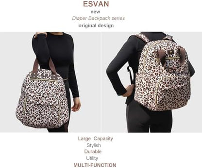 ESVAN fashion laptop bag interior overview with dedicated compartments for baby gear