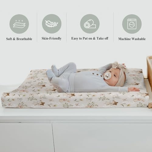 Folded baby changing pad cover package showing the premium quality fabric and design.