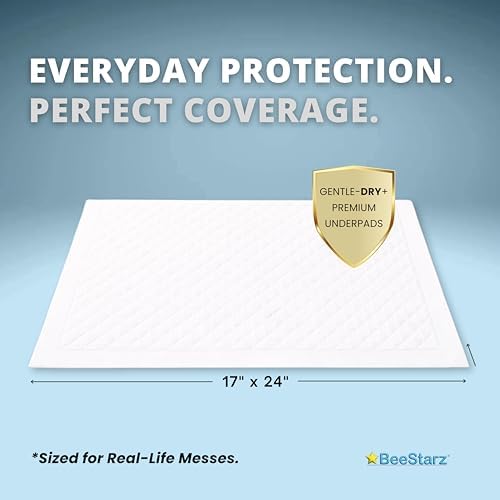 Side view of BeeStarz underpads showing thickness and absorbent layers