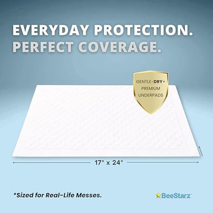 Side view of BeeStarz underpads showing thickness and absorbent layers