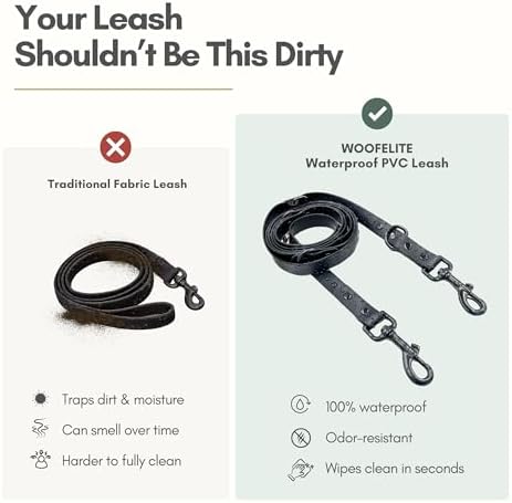 Close up of Woofelite leash adjustable D-rings