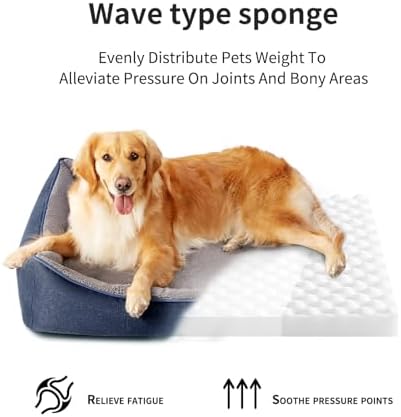 Tidore Orthopedic Dog Bed Medium Size Dog, Durable Egg Crate Foam Sofa Dog Bed with Washable Removable Cover, Waterproof Lining, Pet Beds for Medium Dogs, Navy - Image 6