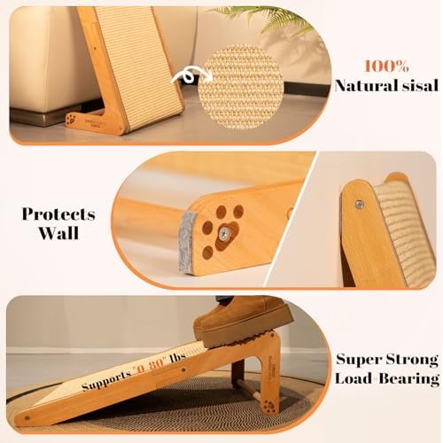 CHEERHOME PETS vertical cat scratcher highlighting the premium European beech wood frame