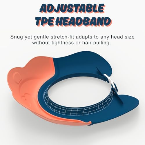 Toddler crown style shower visor showing the flexible three hundred and sixty degree protective brim.