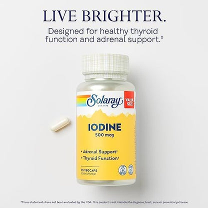 Solaray Iodine vegan supplement bottle label details