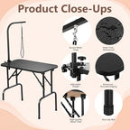 Under-table metal mesh accessory storage tray