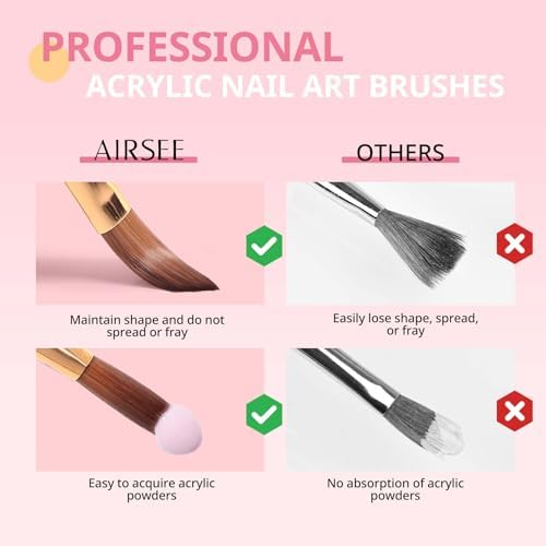 Airsee professional nail art brush set white handle