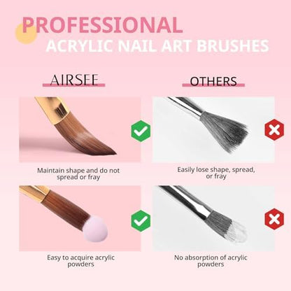 Airsee professional nail art brush set white handle