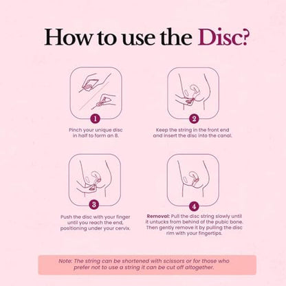 Lumma medium cervix menstrual disc squeezed into insertion shape