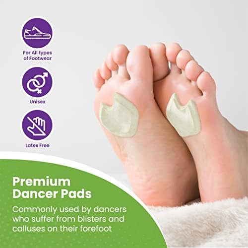 Anatomically designed right foot dancer pads for pressure redistribution.