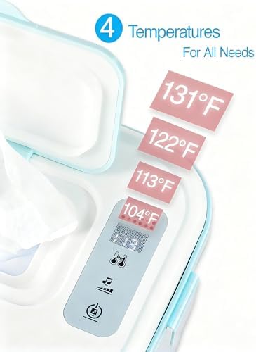 Side profile of Elylina wipe warmer showing temperature display