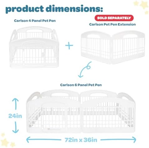 Carlson 4-Panel Plastic Pet Pen, 24" Tall White Indoor/Outdoor Playpen with Door and Lock, Portable Exercise Pen for Small Pets, Puppies, Rabbits, and Whelping - Image 4