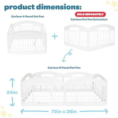 Carlson 4-Panel Plastic Pet Pen, 24" Tall White Indoor/Outdoor Playpen with Door and Lock, Portable Exercise Pen for Small Pets, Puppies, Rabbits, and Whelping - Image 4