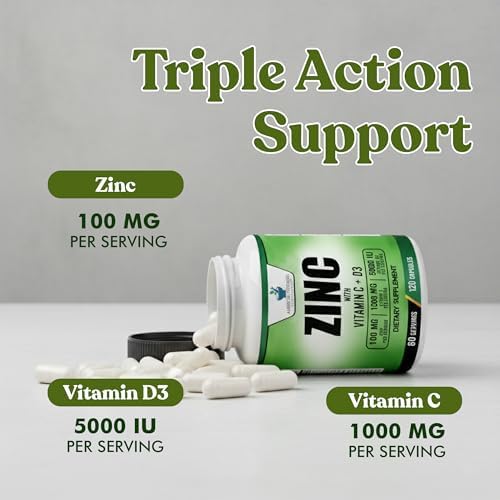 120 count bottle of American Standard Supplements zinc pills for 60 servings of immune health