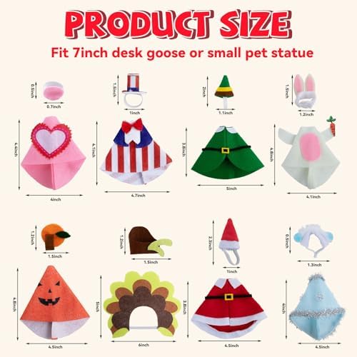 Seasonal felt clothes for 7 inch magnetic goose statues