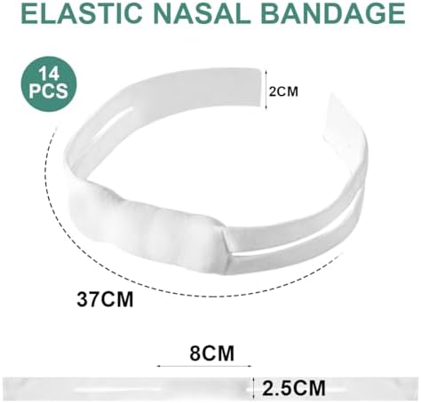 White elastic nose bandage with ear loops for rhinoplasty recovery
