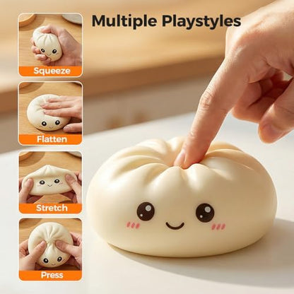 Juvhot dumpling squishy toy inside mini bamboo steamer