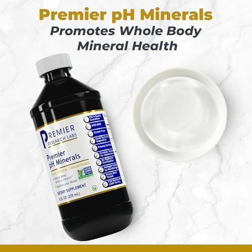 Premier Research Labs trace mineral drops liquid concentrate showing nutrition facts and ingredient list panel.