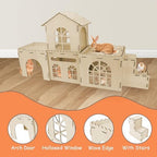 YUEPET Extra Large Wooden Bunny Castle, Ventilated Rabbit Castle Hideaway with Stairs, Detachable Small Animal Hideout & Habitats for Indoor Outdoor Dwarf Rabbits Bunnies to Hide & Play - Image 3